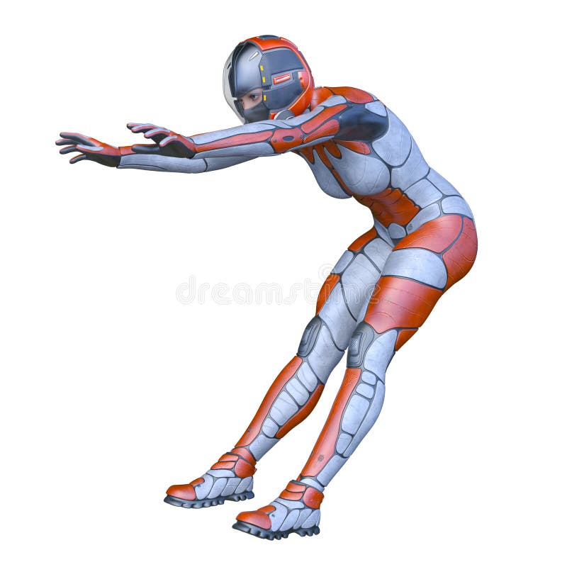 Renderizado 3D de una mujer cibernética stock de ilustración