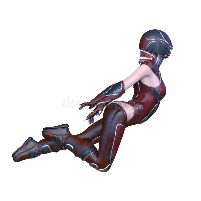 Renderizado 3D de una mujer cibernética stock de ilustración