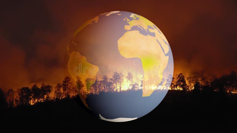 3. ª representación del cambio climático y el calentamiento del planeta es un motor de las tendencias mundiales de los incendios fo libre illustration
