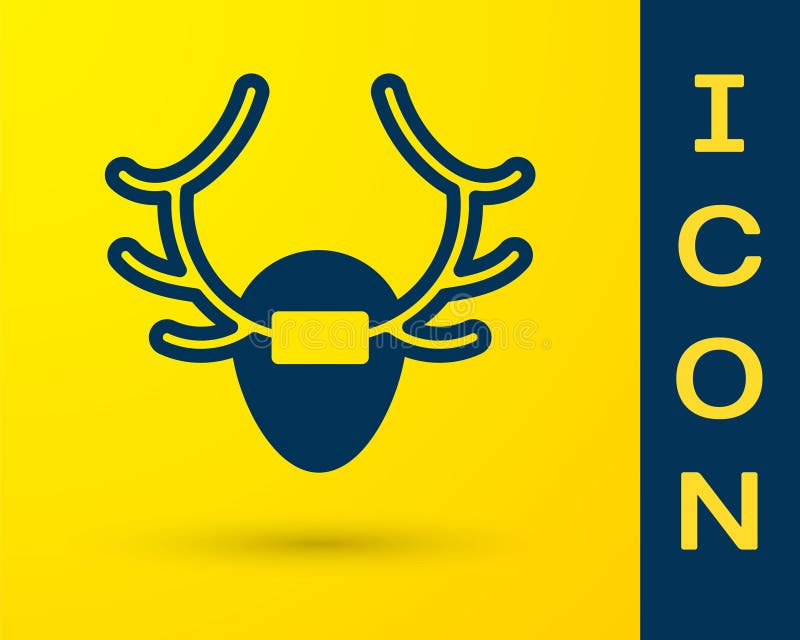 «Blue Rotwildgeweihe auf der Schildikone isoliert auf gelbem Hintergrund. Jagd auf Mauer Trophäe. Vektor vektor abbildung
