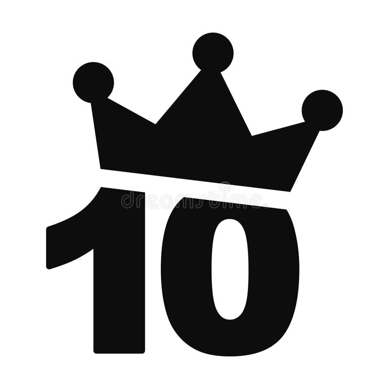 10° compleanno Icona illustrazione vettoriale numero 1 con una corona in alto illustrazione vettoriale