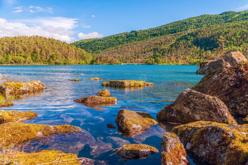 ¾ muscoso n delle rocce Ð il Sognefjord norway immagine stock libera da diritti ¾ muscoso n delle rocce Ð il Sognefjord norway immagine stock libera da diritti
