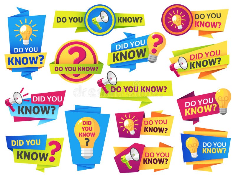 Do you know. Label sticker with did you know speech bubbles and question mark. Post article with typography marketing vector symbol advice information banners. Do you know. Label sticker with did you know speech bubbles and question mark. Post article with typography marketing vector symbol advice information banners