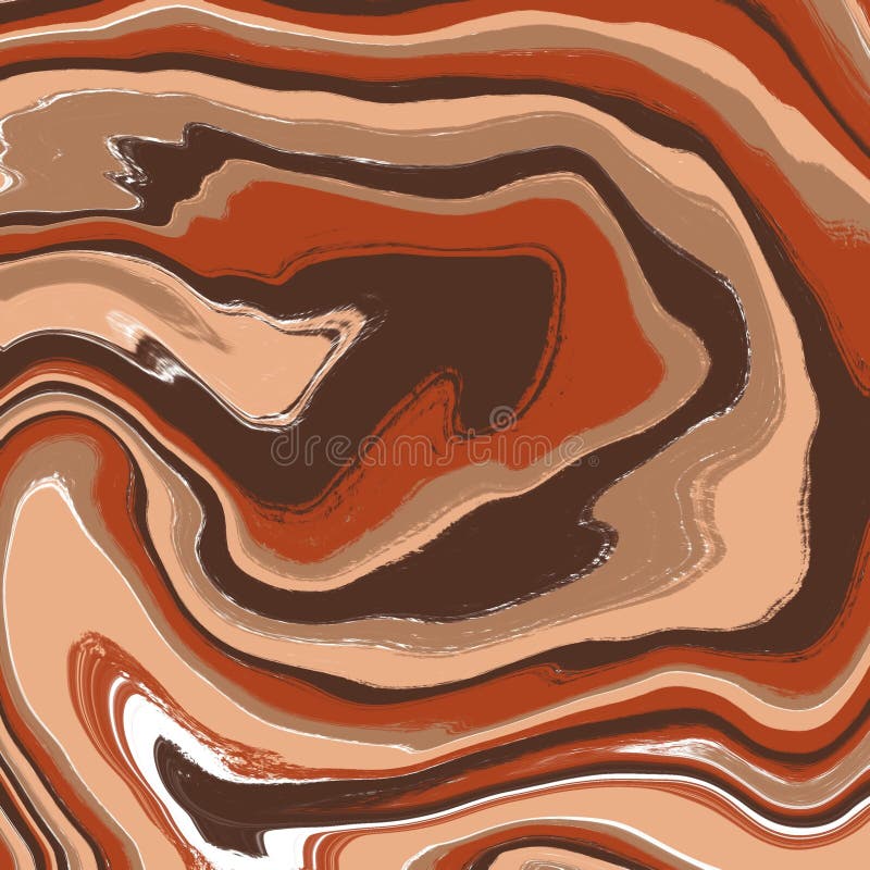 Abstract painting featuring swirling patterns in shades of brown, beige, rust, and white. The texture is fluid and smooth, with undulating waves creating a sense of motion and depth. The colors blend into each other, forming organic, marbled shapes reminiscent of geological formations or wood grain. The artwork captures a warm, earthy aesthetic with a dynamic and harmonious balance of colors and forms. Rust shades illustrations