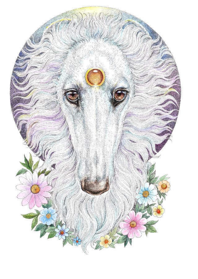 Ãgua, cão, goleado russo, cão, tatuagem ilustração stock Ãgua, cão, goleado russo, cão, tatuagem ilustração stock