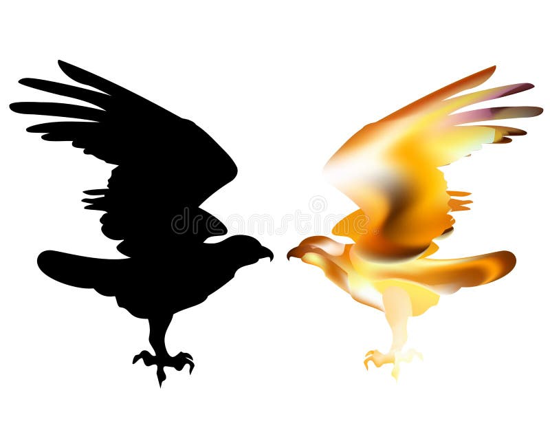 Águia do pássaro do fogo em voo como o símbolo do poder e da liberdade ilustração stock