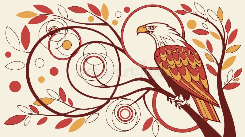 Águila encallada en el diseño de vectores de bifurcación decorativa AI generativa stock de ilustración