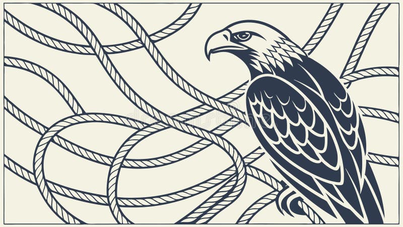 Águila encaramada sobre el diseño del vector Rope AI generativa stock de ilustración