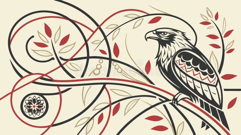 Águila encaramada sobre la naturaleza de la rama decorativa vectorial diseño de la IA generativa stock de ilustración