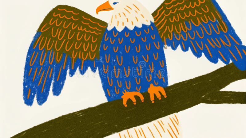 Águila majestuosa encaramada en una ilustración de color biológico stock de ilustración