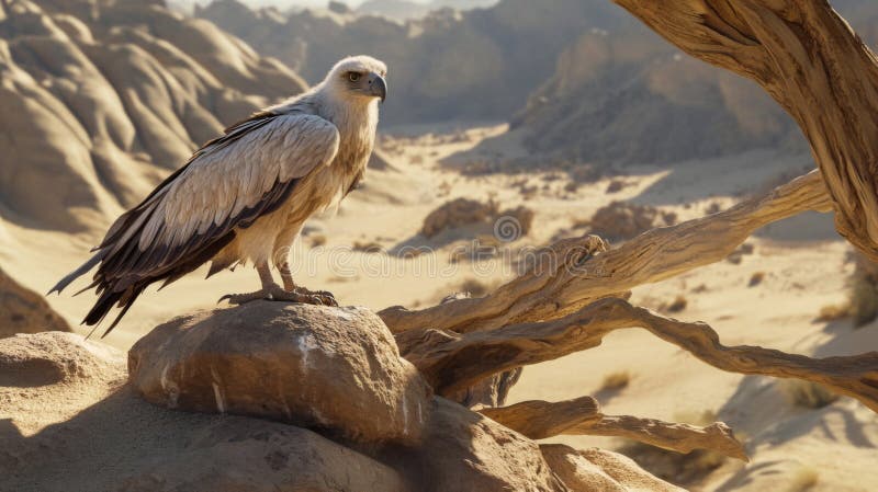 Águila majestuosa encarnada en una roca en un cañón del desierto ilustración del vector