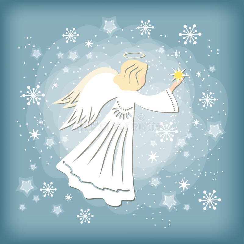Angel with star. Vector illustration. Angel with star. Vector illustration