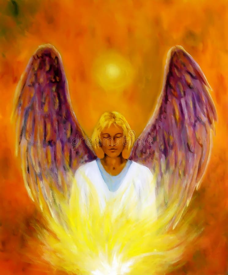 Ángel espiritual hermoso Efecto de la pintura y del gráfico fotos de archivo Ángel espiritual hermoso Efecto de la pintura y del gráfico fotos de archivo