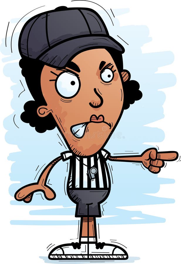 Árbitro irritado da mulher negra dos desenhos animados ilustração do vetor Árbitro irritado da mulher negra dos desenhos animados ilustração do vetor