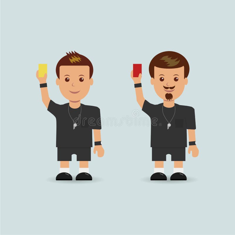 Soccer referees holding red and yellow card. Soccer referees holding red and yellow card.