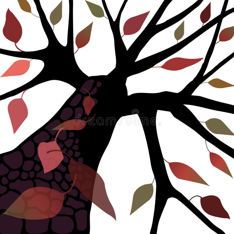 Árbol con las hojas del otoño/de la caída ilustración del vector Árbol con las hojas del otoño/de la caída ilustración del vector