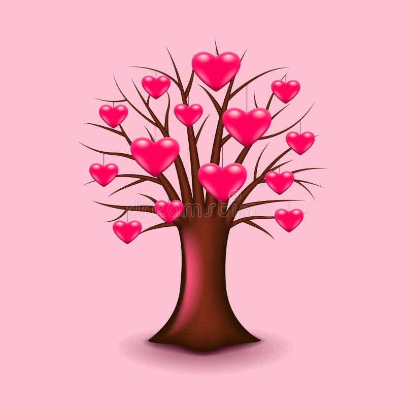 Árbol con vector de los corazones ilustración del vector Árbol con vector de los corazones ilustración del vector