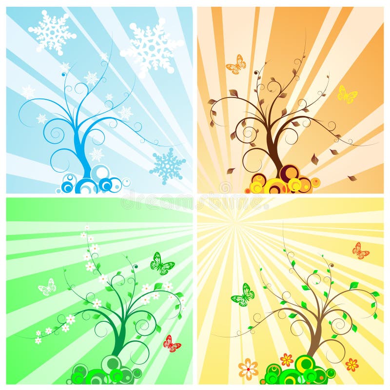 Árbol de cuatro estaciones stock de ilustración Árbol de cuatro estaciones stock de ilustración