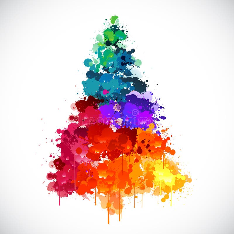 Árbol de navidad abstracto colorido del spash de la pintura