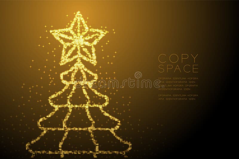 Árbol de navidad brillante abstracto del modelo de estrella de Bokeh con la forma de la estrella, illustratio del color oro del d ilustración del vector Árbol de navidad brillante abstracto del modelo de estrella de Bokeh con la forma de la estrella, illustratio del color oro del d ilustración del vector