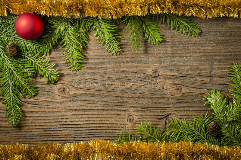 Beautiful Christmas tree with decoration over old wooden background. Beautiful Christmas tree with decoration over old wooden background