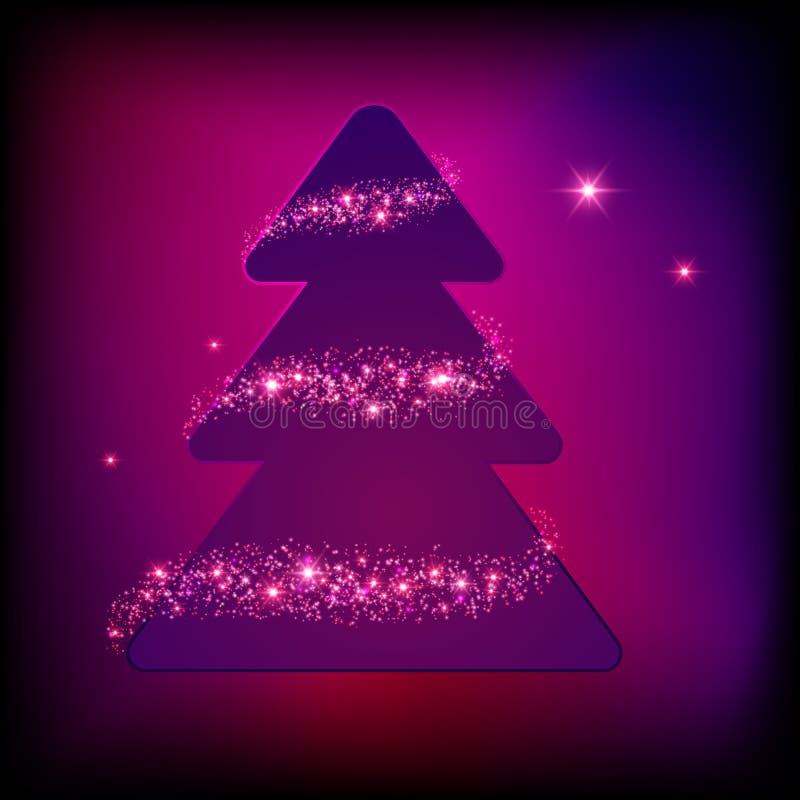Árbol de navidad con la tarjeta del día de fiesta del vector de las chispas ilustración del vector