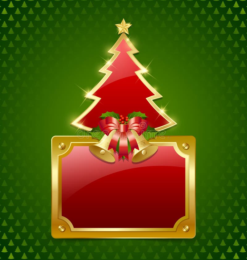 Árbol de navidad con las alarmas y la placa libre illustration Árbol de navidad con las alarmas y la placa libre illustration