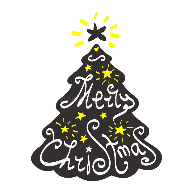 Árbol de navidad de las letras de la caligrafía stock de ilustración