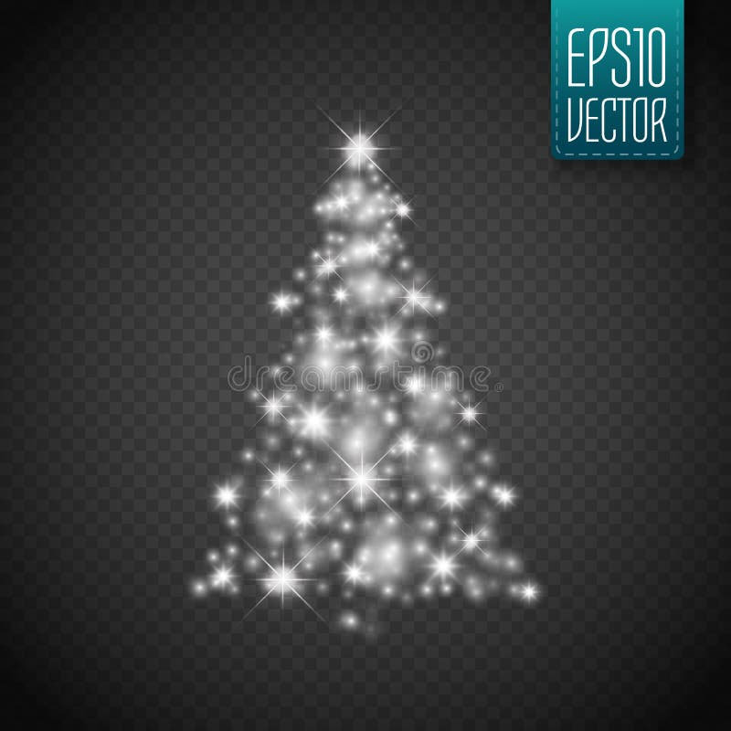 Árbol de navidad del resplandor con las luces y las chispas, vector ilustración del vector