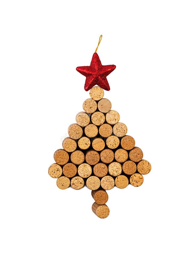 Árbol de navidad hecho de los corchos del vino aislados en el fondo blanco fotos de archivo libres de regalías Árbol de navidad hecho de los corchos del vino aislados en el fondo blanco fotos de archivo libres de regalías