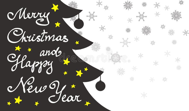 Árbol de navidad de las letras de la caligrafía Feliz Navidad stock de ilustración