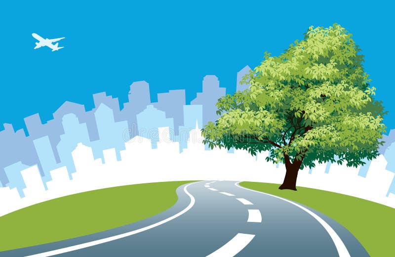 Árbol del borde de la carretera ilustración del vector Árbol del borde de la carretera ilustración del vector