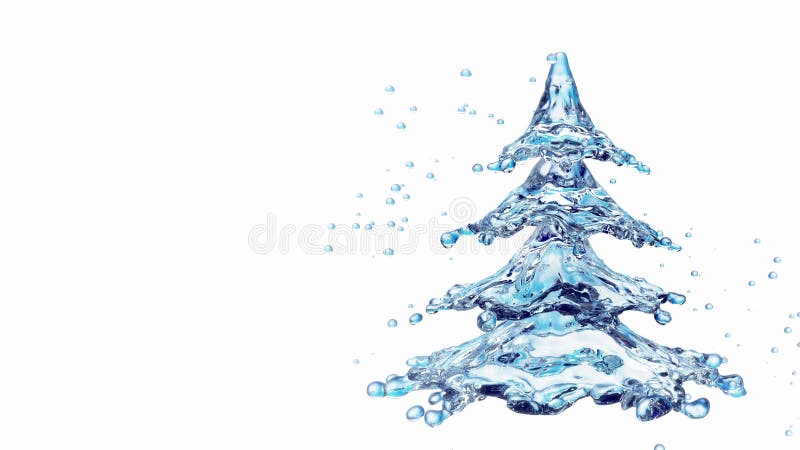 Árbol del chapoteo del agua de la Navidad aislado en blanco