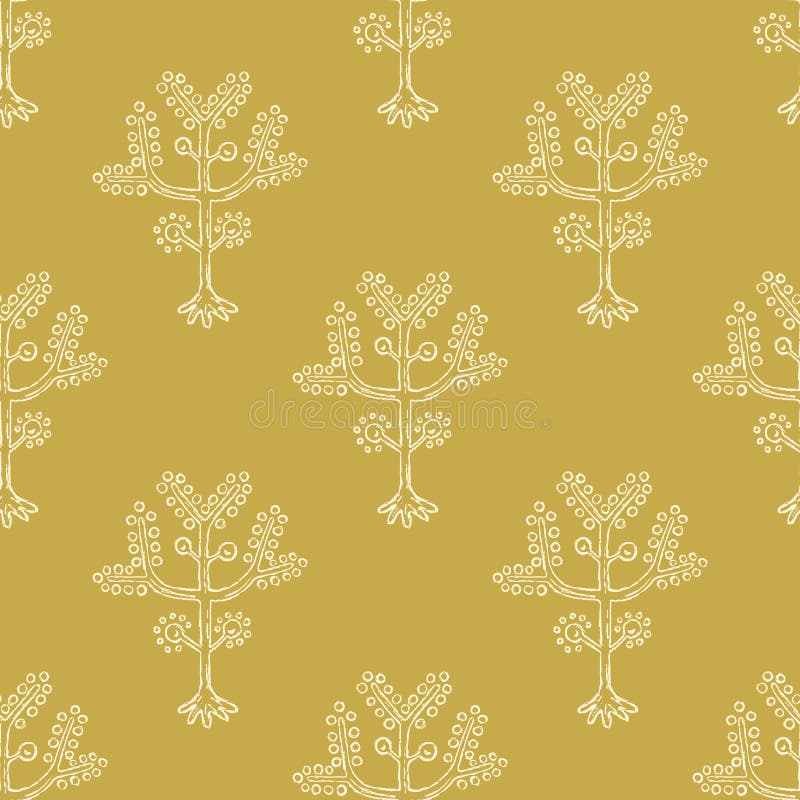 Árbol estilizado del modelo inconsútil del vector de la vida Rama popular de la flor con la fruta ilustración del vector Árbol estilizado del modelo inconsútil del vector de la vida Rama popular de la flor con la fruta ilustración del vector