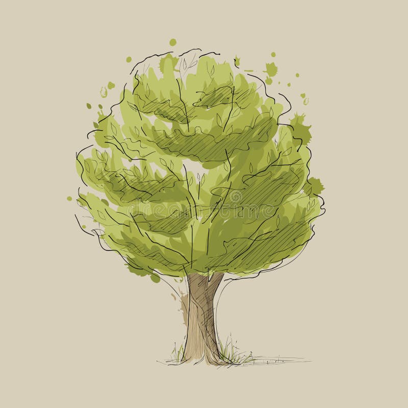 Árbol de verano estilizado stock de ilustración