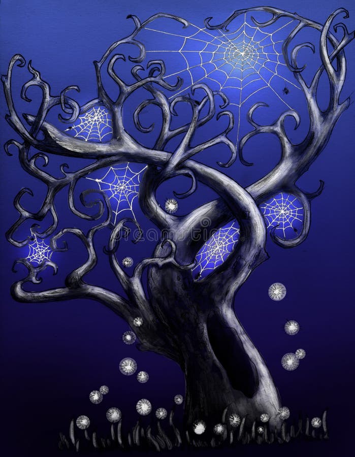 Árbol mágico de la araña - azul libre illustration Árbol mágico de la araña - azul libre illustration