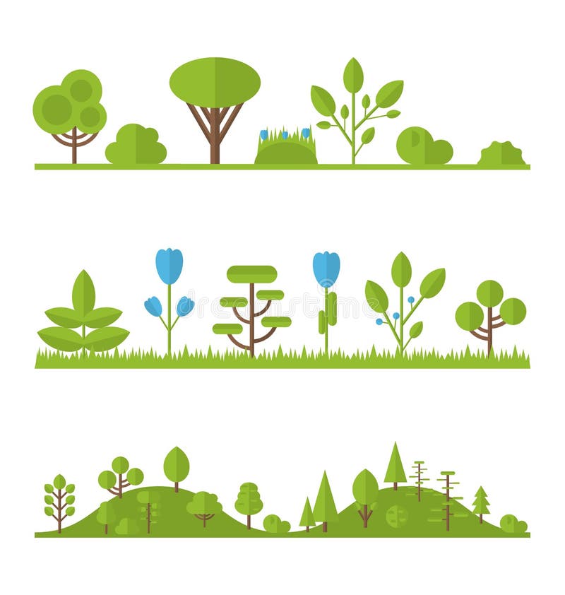 Árbol plano determinado de los iconos de la colección, pino, roble, picea, abeto, jardín libre illustration Árbol plano determinado de los iconos de la colección, pino, roble, picea, abeto, jardín libre illustration