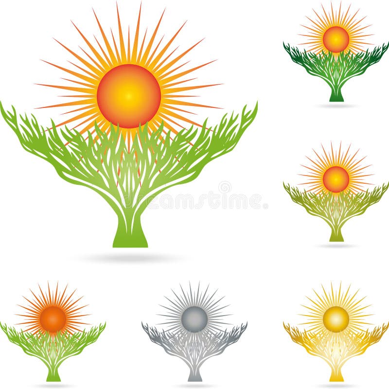 Árbol, planta, naturaleza, Sun, coloreado, logotipo ilustración del vector Árbol, planta, naturaleza, Sun, coloreado, logotipo ilustración del vector