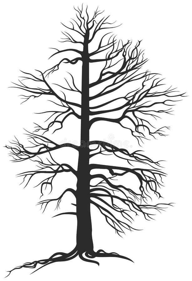 Árbol rameado negro con las raíces