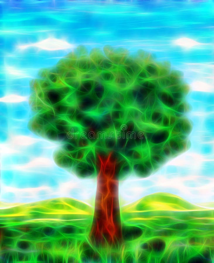 Árbol verde hermoso en prado efecto del fractal libre illustration Árbol verde hermoso en prado efecto del fractal libre illustration