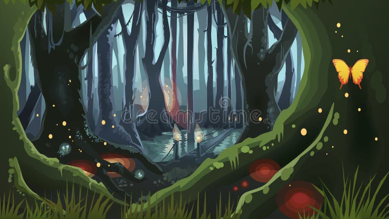 Árboles de Forest Illustration Dark Night Magic de la fantasía libre illustration Árboles de Forest Illustration Dark Night Magic de la fantasía libre illustration