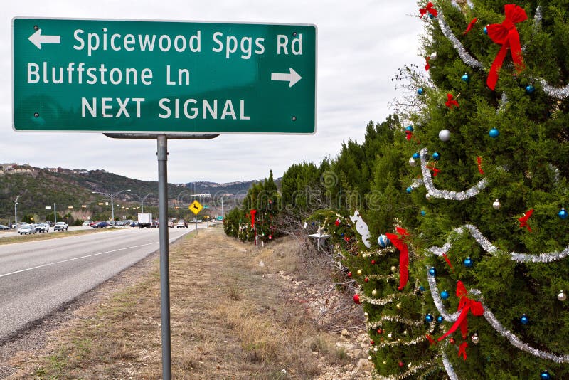 Árboles de navidad del borde de la carretera de Austin imagenes de archivo Árboles de navidad del borde de la carretera de Austin imagenes de archivo