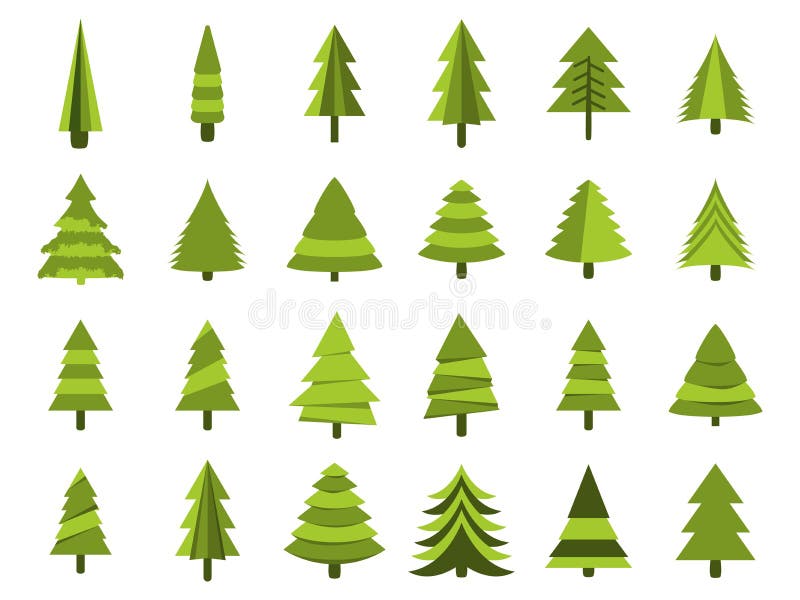 Árboles de navidad en un estilo plano Aislamiento de los abetos en un fondo blanco Vector stock de ilustración Árboles de navidad en un estilo plano Aislamiento de los abetos en un fondo blanco Vector stock de ilustración