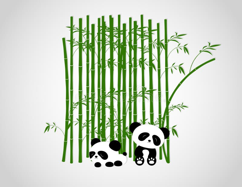 Árboles divertidos de Panda Playing In The Bamboo ilustración del vector Árboles divertidos de Panda Playing In The Bamboo ilustración del vector