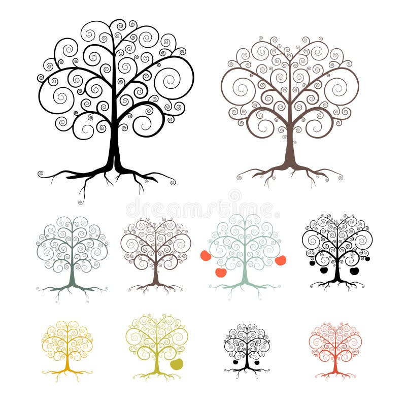 Árboles fijados aislados en el fondo blanco libre illustration Árboles fijados aislados en el fondo blanco libre illustration