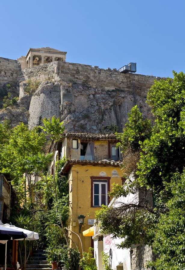 Plaka area and the Acropolis of Athens at Greece. Plaka area and the Acropolis of Athens at Greece