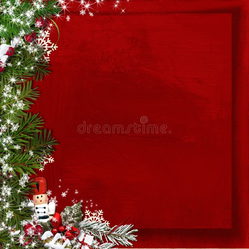 Árvore de abeto do Natal com quebra-nozes em um fundo do vermelho do vintage ilustração do vetor Árvore de abeto do Natal com quebra-nozes em um fundo do vermelho do vintage ilustração do vetor