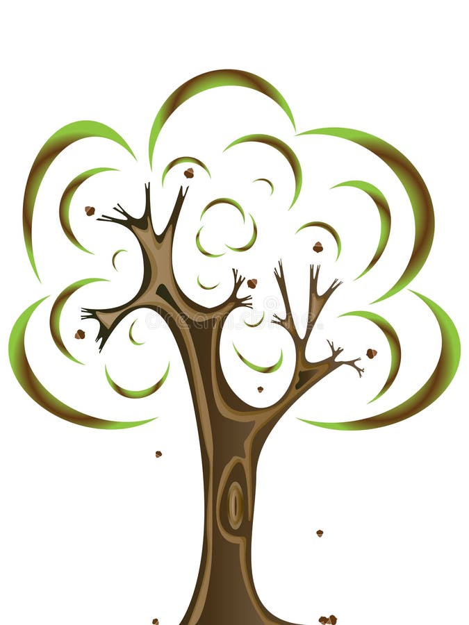 Vector image of oak tree with acorns. Vector image of oak tree with acorns