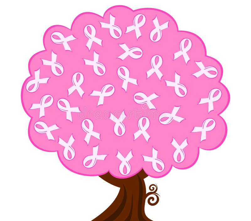 árvore de fita cor-de-rosa do cancro da mama ilustração stock árvore de fita cor-de-rosa do cancro da mama ilustração stock