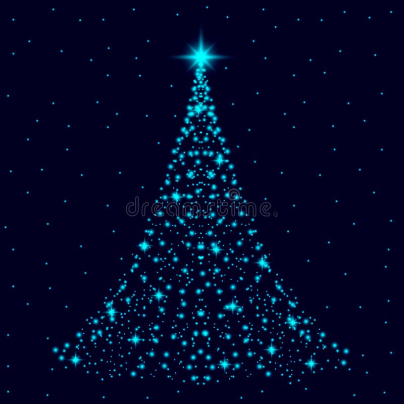 Árvore de Natal brilhante feita de luz e faíscas Vetor de Feliz Natal ilustração royalty free Árvore de Natal brilhante feita de luz e faíscas Vetor de Feliz Natal ilustração royalty free